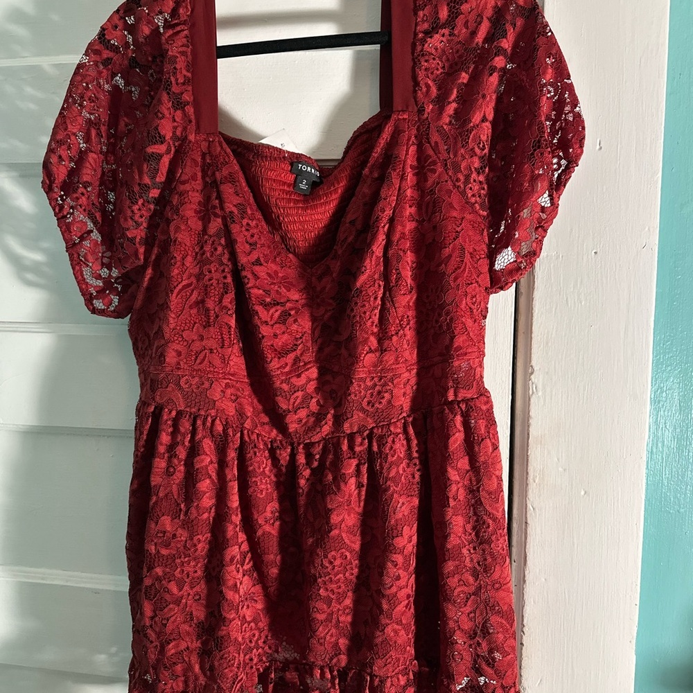 Torrid Scarlet Lace blouse with Short Sleeves